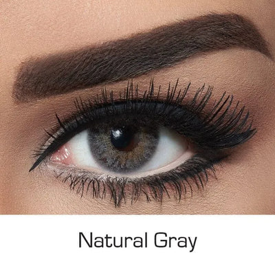 Close-up of an eye wearing Bella Natural Grey colour contact lens